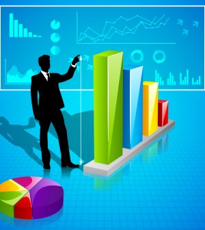 Businessman analysing Statistics